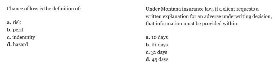 Montana sample questions