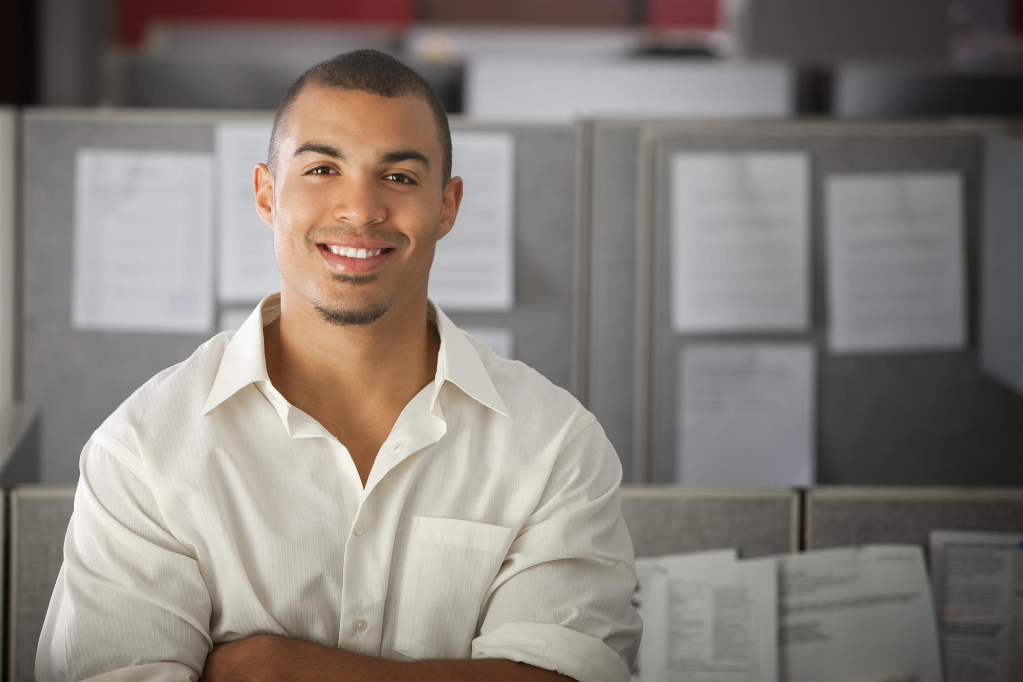 man in cubicle