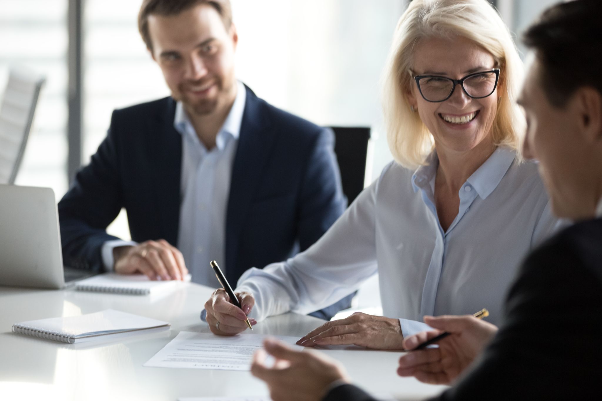 happy business partners making commercial deal