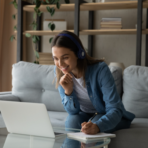 young female student preparing to insurance license exam