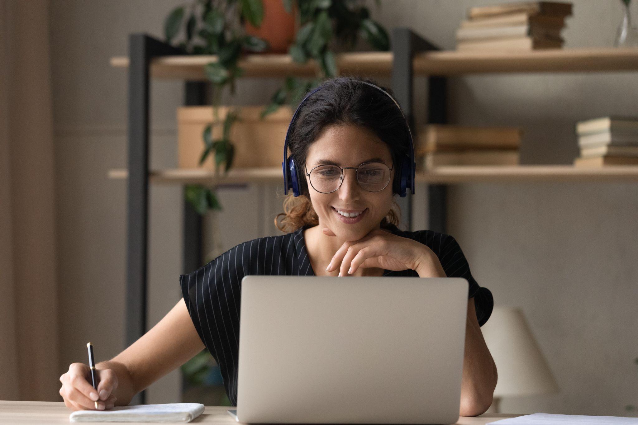 Woman taking a online insurance course